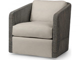 Palecek Carmine Swivel Lounge Chair, Mocha Wash, Gray Cement Lizard Leatherette 5S, Standard 8155 Cushion 