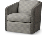 Palecek Carmine Swivel Lounge Chair, Mocha Wash, Mixed I/O Stkd Stripes Graphite 8E, Deluxe 8156 Cushion 