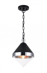 Sphericon Mini Pendant, 1-Light, Black, Chrome, 9"W (C72201CHCL 305UR8H)