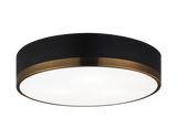 Trydor Flush Mount, 3-Light, Black, Brass, 16"W (M14303BKAG 305XM14)