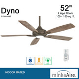 Dyno Ceiling Fan, 5-Blade, 1-Light, LED, Heirloom Bronze, Barnwood Blades, 52"W (F1000-HBZ HJ32)