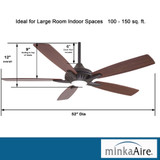Dyno Ceiling Fan, 5-Blade, 1-Light, LED, Oil Rubbed Bronze, Medium Maple/Dark Walnut Blades, 52"W (F1000-ORB EHEL)