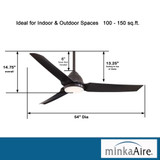 Java Ceiling Fan, 3-Blade, 1-Light, LED, Kocoa, Kocoa Blades, 54"W (F753L-KA EMA9)