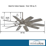 Barn Ceilling Fan With Light Kit, 10-Blade, 1-Light, LED, Burnished Nickel, Savannah Gray Blades, 65"W (F864L-BNK HK01)