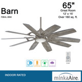 Barn Ceilling Fan With Light Kit, 10-Blade, 1-Light, LED, Burnished Nickel, Savannah Gray Blades, 65"W (F864L-BNK HK01)
