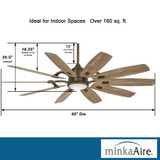 Barn Ceilling Fan With Light Kit, 10-Blade, 1-Light, LED, Heirloom Bronze, Barnwood Blades, 65"W (F864L-HBZ HK02)