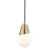 Cora Pendant, 1-Light, Antique Aged Brass, White Glass Shade, 5"W (H101701-AGB 608Q8VK)