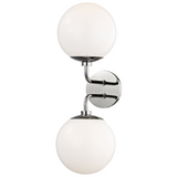 Stella Wall Sconce, 2-Light, Polished Nickel, White Glass Shade, 20"H (H105102-PN 608Q8WG)