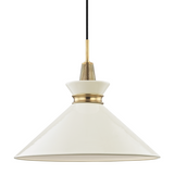 Kiki Pendant, 1-Light, Large, Antique Aged Brass, Cream, Cream Shade, 18"W (H251701L-AGB/CR 608QFPD)