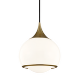 Reese Pendant, 1-Light, Medium, Antique Aged Brass, Opal Glass Shade, 10"W (H281701M-AGB 608QHNT)