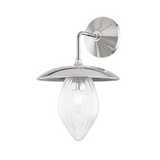 Lana Wall Sconce, 1-Light, Polished Nickel, Clear Glass Shade, 13.5"H (H365101-PN 608UCHG)