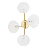 GISELLE Wall Sconce, 4-Light, Aged Brass, White Candy Glass Glass Shade, 23.5"H (H428604-AGB 608UFDN)