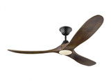 Maverick Ceiling Fan, 3-Blade, 1-Light, LED, Matte Black, Walnut Blades, 60"W (3MAVR60BKD 9R03)