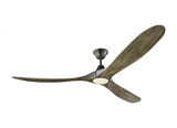 Maverick Max Ceiling Fan, 3-Blade, 1-Light, LED, Aged Pewter, Light Gray Weathered Oak Blades, 70"W (3MAVR70AGPD 9R07)