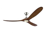 Maverick Max Ceiling Fan, 3-Blade, 1-Light, LED, Brushed Steel, Dark Walnut Blades, 70"W (3MAVR70BSKOAD 9R0C)