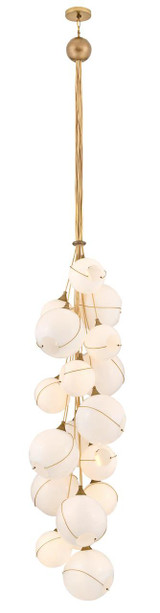 Hinkley Skye Double XL Multi Tier Chandelier Heritage Brass 39.0"W x 125.0"H x 39.0"L Cased Opal Glass 