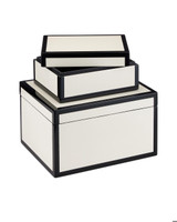 Currey and Company Ivory Lacquer Box, Set of 2 
