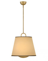 Hinkley Sonia Large Drum Pendant Lacquered Brass 18.0"W x 18.5"H x 18.0"L Light Beige Fabric Shade 