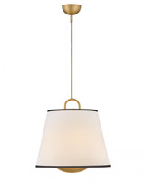 Hinkley Sonia Large Drum Pendant Lacquered Brass 18.0"W x 18.5"H x 18.0"L Off-White Linen Shade 