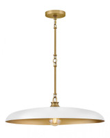 Hinkley Sadie Medium Dome Pendant Lacquered Brass, Chalk White 24.0"W x 6.25"H x 24.0"L 
