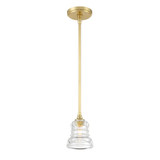 Gregory 1 Light Aged Brass Mini Pendant, Crystorama GRG-1040-AG 2NZCD