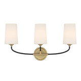 Crystorama Niles 3 Light Black Forged + Modern Gold Bathroom Vanity, Crystorama NIL-70013-BF-MG 2P08W 