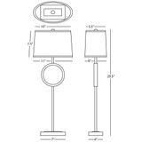 Logan Table Lamp, 1-Light, Polished Nickel, Oval Ascot White Fabric Shade, 29.75"H (2792 27JLT)