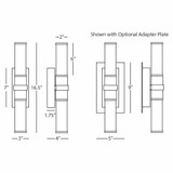 Roderick Wall Sconce, 2-Light, Polished Chrome, Frosted White Glass, 16.5"H, Robert Abbey (C1350 2HLLN)