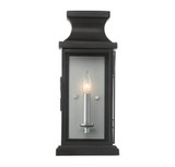 Brooke Outdoor Wall Lantern, 1-Light, Black, Glass Shade, 17"H, Savoy House (5-5910-BK 1FTRK)