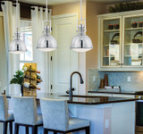 Chival Pendant, 1-Light, Polished Nickel, Glass Shade, 17"H, Savoy House (7-730-1-109 1CXXC)