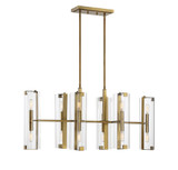 Winfield Linear Chandelier, 12-Light, Warm Brass, Glass Shade, 14"W, Savoy House (1-9773-12-322 1N2WV)