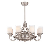 Etesian Fandelier, 8-Light, Satin Nickel, Glass Shade, 35.25"W Savoy House (36-329-FD-SN 1JXAN)