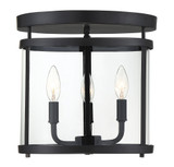 Penrose Flush Mount, 3-Light, Black, Glass Shade, 12.5"W, Savoy House (6-1043-3-BK 1N3U8)