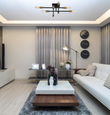 Lyrique Semi Flush Mount, 8-Light, Bronze with Brass Accents, 19.5"W (6-7003-8-77 1MW0G)