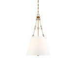 Austin Pendant, 4-Light, Warm Brass, White Fabric Shade, 32.25"H, Savoy House (7-2201-4-322 1N0ZD)