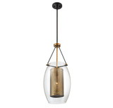 Dunbar Pendant, 1-Light, Warm Brass with Bronze Accents, Metal Shade, 28.5"H (7-9063-1-95 1MXZE)