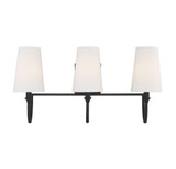 Cameron Bath Vanity Light, 3-Light, Matte Black, White Fabric Shade, 24"W Savoy House (8-2542-3-89 1R0LJ)