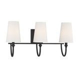 Cameron Bath Vanity Light, 3-Light, Matte Black, White Fabric Shade, 24"W (8-2542-3-89 1R0LJ)