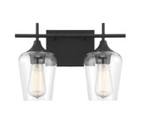 Octave Bath Vanity Light, 2-Light, Black, Glass Shade, 13.75"W (8-4030-2-BK 1N3VM)