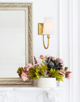 Cameron Wall Sconce, 1-Light, Warm Brass, White Fabric Shade, 13"H (9-2542-1-322 1R0LE)