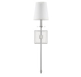 Monroe Wall Sconce, 1-Light, Polished Nickel, Soft White Fabric Shade, 24"H (9-303-1-109 1N3WE)