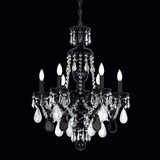Hamilton Rock Crystal Chandelier, 6-Light, Jet Black, Jet Black Rock Crystal, 22"W (5535BK M35NQ)