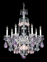 Hamilton Rock Crystal Chandelier, 7-Light, Polished Silver, Amethyst &amp; Rose Rock Crystal, 24"W (5536AM M35NT)