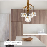 Sedona Double Chandelier, 8-Light, LED, Aged Brass, Transparent Glass Orb, 24.5"W (700SDNMPL2CR-LED927 70E7GUX)