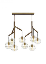 Sedona Double Chandelier, 8-Light, Aged Brass, Transparent Glass Orb, 24.5"W (700SDNMPL2CR 70E7GUW)