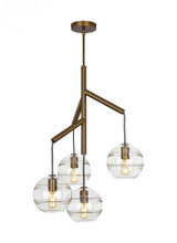 Sedona Single Chandelier, 4-Light, Aged Brass, Transparent Glass, 24.5"W (700SDNMPR1CR 70E7GVD)