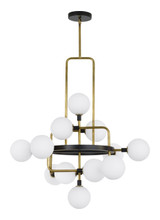 Viaggio Chandelier, 12-Light, Black/Brass, Round Glass Globes, 30.25"W (700VGOOR 70P6CJH)
