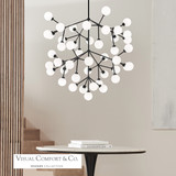 Mara Grande Chandelier, 45-Light, 3-Tier, LED, Matte Black, Glass, 32.5"W (700MRAGWB-LED927 70P9E5L)