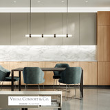 Wit Linear Chandelier, 1-Light, LED, Black, Glass, 56"W (700LSWIT5B-LED930 70P9F5D)