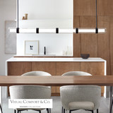 Wit Linear Chandelier, 1-Light, LED, Black, Glass, 70"W (700LSWIT6B-LED930 70P9F5F)